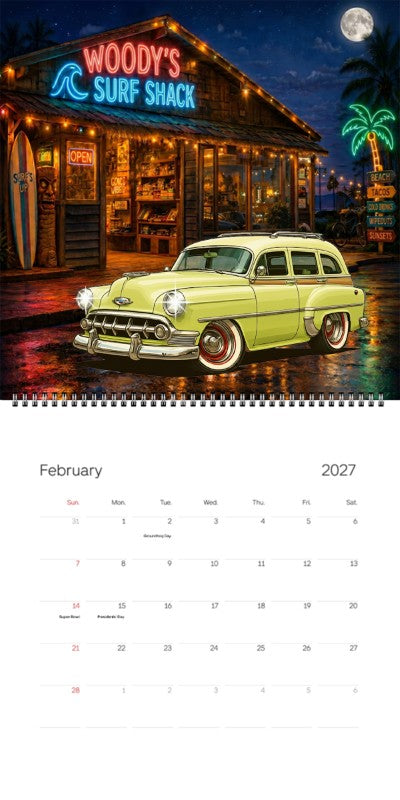 2027 Woodie Neon Calendar 200020-XX