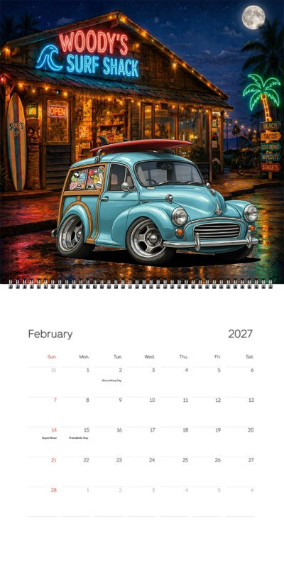 2027 Woodie Neon Calendar 200022-XX