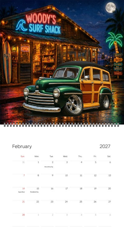 2027 Woodie Neon Calendar 2DSHORE-CA