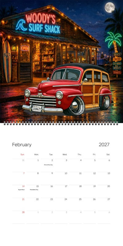 2027 Woodie Neon Calendar 2EQH477-CA