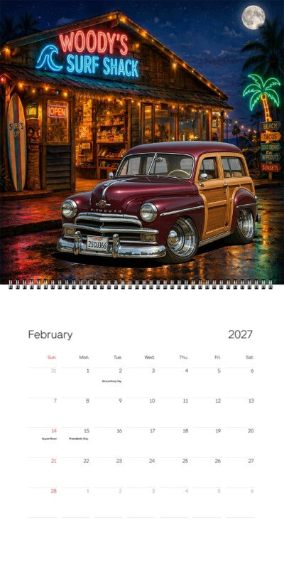 2027 Woodie Neon Calendar 2SCU366-CA