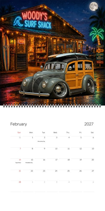 2027 Woodie Neon Calendar 3N4037-CA