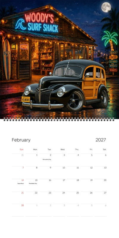 2027 Woodie Neon Calendar 40WOODI-CA