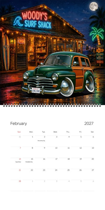 2027 Woodie Neon Calendar 49ALOHA-CA