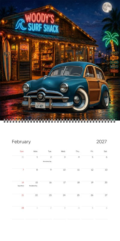 2027 Woodie Neon Calendar 49WDY-CA