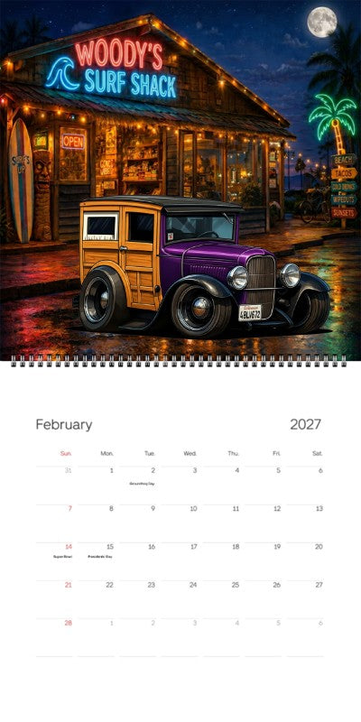 2027 Woodie Neon Calendar 4BLV672-CA