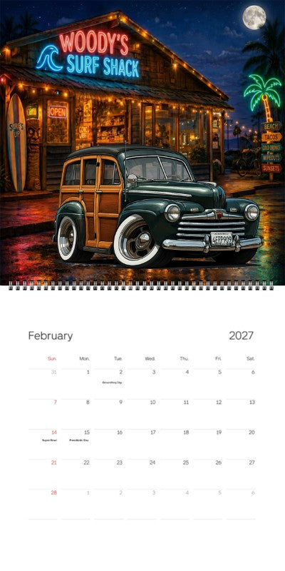 2027 Woodie Neon Calendar 4ERP909-CA