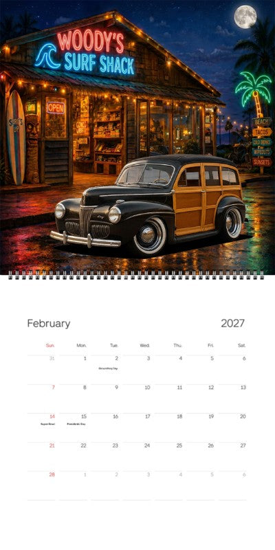 2027 Woodie Neon Calendar 4PUN873-CA