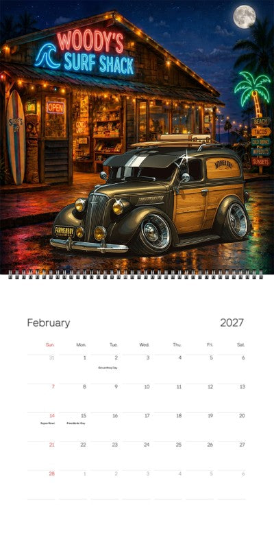2027 Woodie Neon Calendar 5VBP544-CA