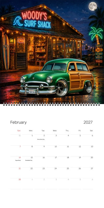 2027 Woodie Neon Calendar 5VRL586-CA