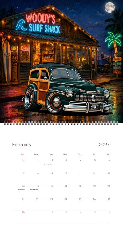 2027 Woodie Neon Calendar 5WOV731-CA