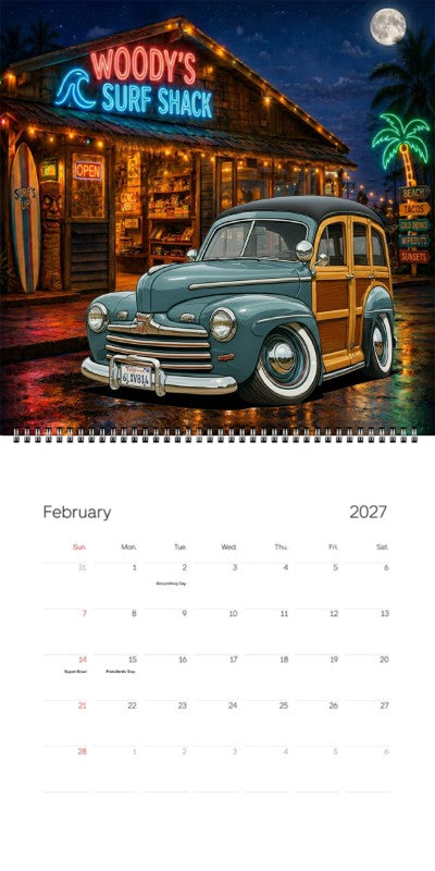 2027 Woodie Neon Calendar 6LXV814-CA