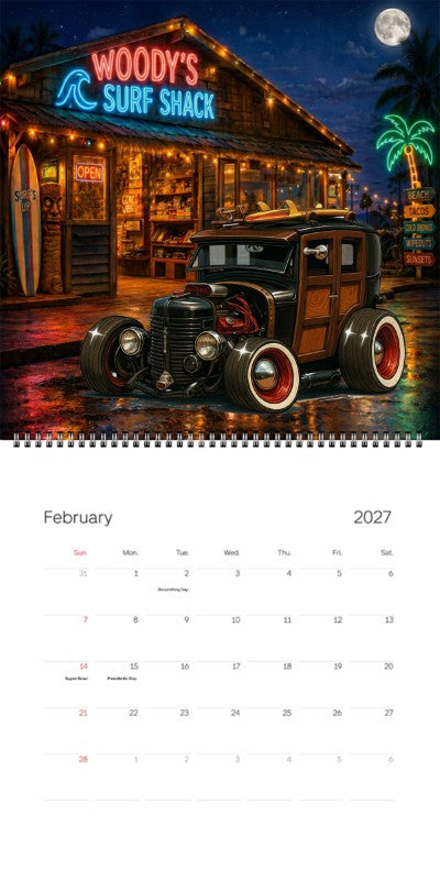 2027 Woodie Neon Calendar 6NNY186-CA