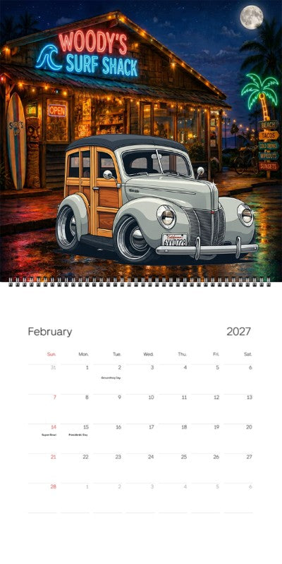 2027 Woodie Neon Calendar 6VYD728-CA