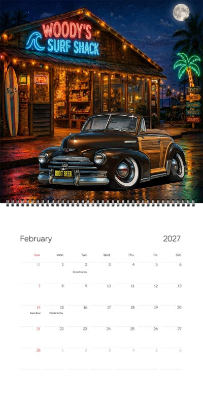 2027 Woodie Neon Calendar 7ELA466-CA