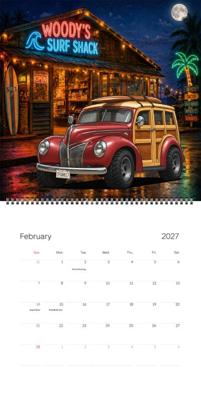 2027 Woodie Neon Calendar 7FUH827-CA