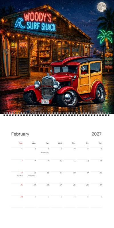 2027 Woodie Neon Calendar 7FUJ160-CA