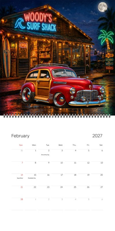 2027 Woodie Neon Calendar 7HIB186-CA