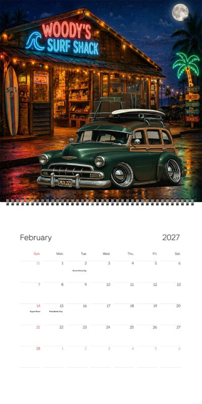 2027 Woodie Neon Calendar 7KOL223-CA