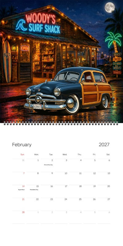 2027 Woodie Neon Calendar 7LPP977-CA