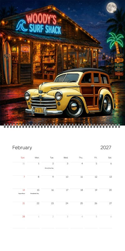 2027 Woodie Neon Calendar 7V3133-CA