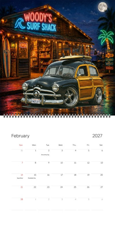 2027 Woodie Neon Calendar 8WZP287-CA