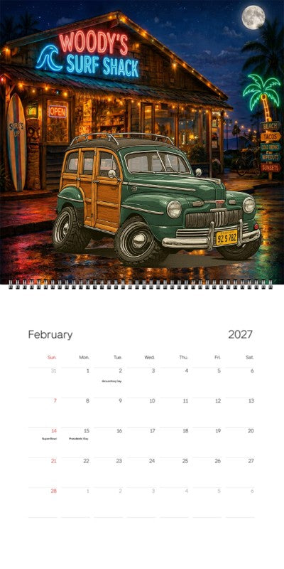 2027 Woodie Neon Calendar 92S782-CA