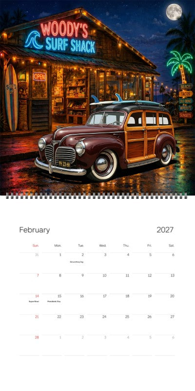 2027 Woodie Neon Calendar 9H2368-CA