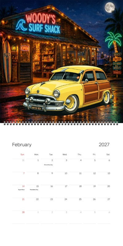 2027 Woodie Neon Calendar BEACHGY-CA