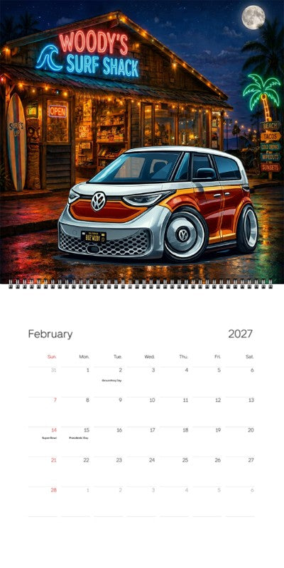 2027 Woodie Neon Calendar BUZWUDY-CA