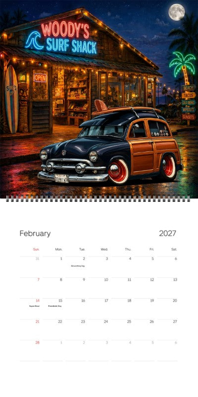 2027 Woodie Neon Calendar DOHNYWD-CA