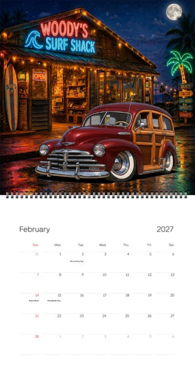 2027 Woodie Neon Calendar EASTBAY-CA
