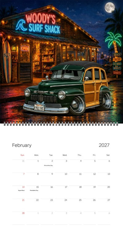 2027 Woodie Neon Calendar FMLYTRE-CA