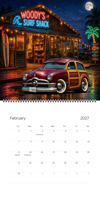 2027 Woodie Neon Calendar FYRWOD-CA