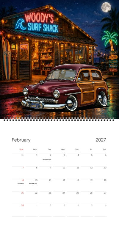 2027 Woodie Neon Calendar HANGN10-CA