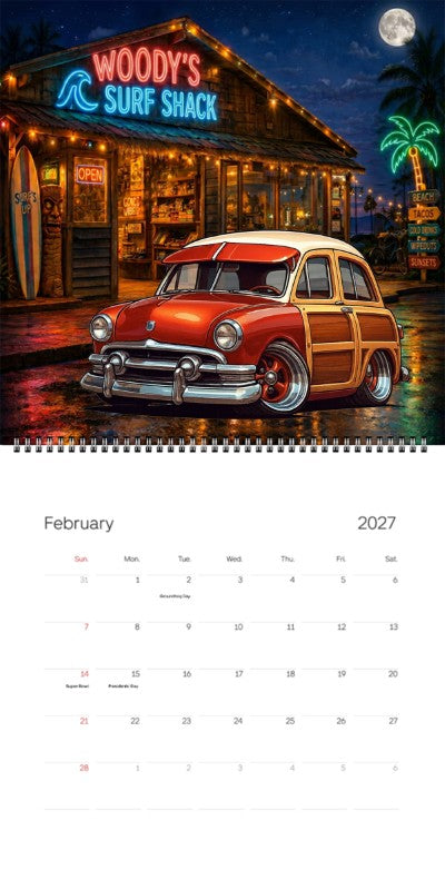 2027 Woodie Neon Calendar NDLSSMR-CA