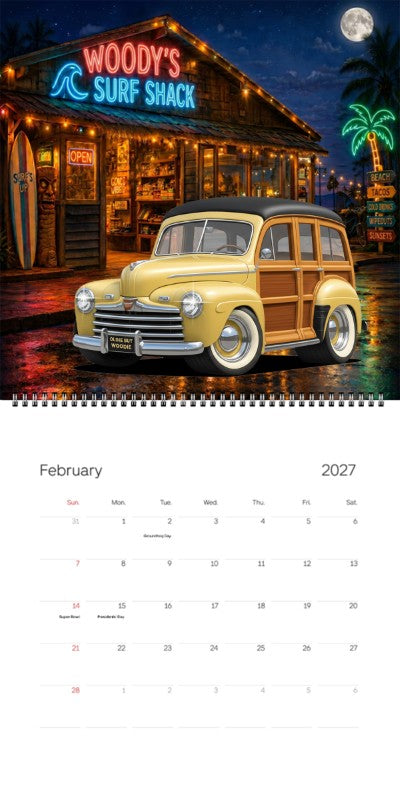 2027 Woodie Neon Calendar OLDIEBUTWOODIE-XX