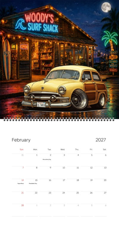 2027 Woodie Neon Calendar OLSRFR-CA