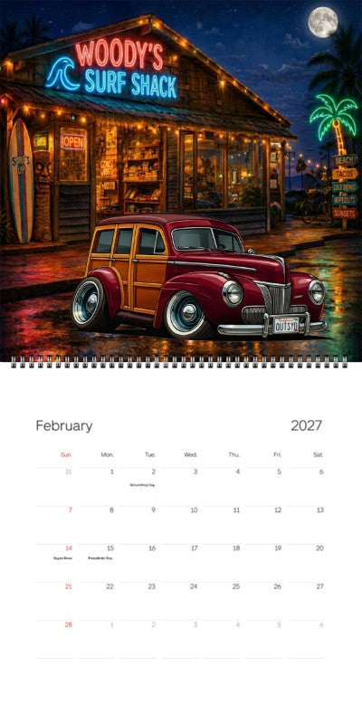 2027 Woodie Neon Calendar OUTSYD-CA