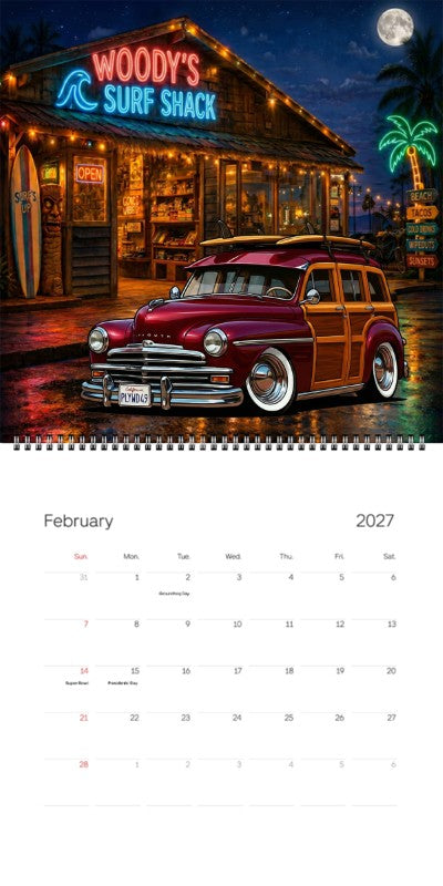 2027 Woodie Neon Calendar PLYWD49-CA