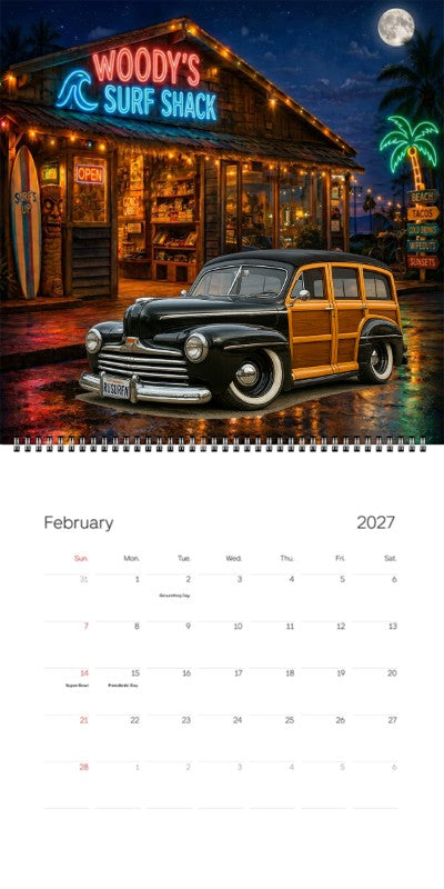 2027 Woodie Neon Calendar RUSURFN-CA