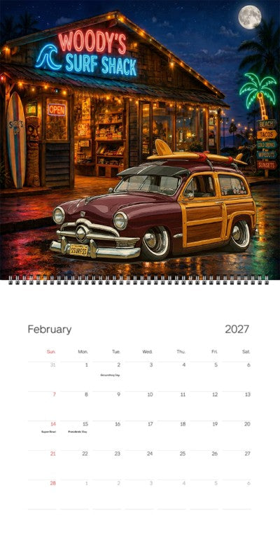 2027 Woodie Neon Calendar SSURFSS-CA