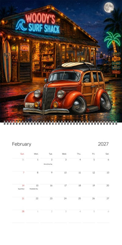 2027 Woodie Neon Calendar SURF36-CA