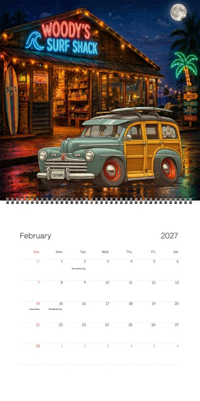 2027 Woodie Neon Calendar TOOTHPK-CA