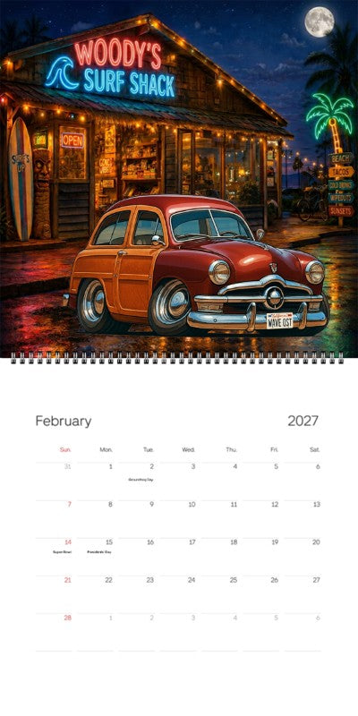 2027 Woodie Neon Calendar WAVEQST-CA