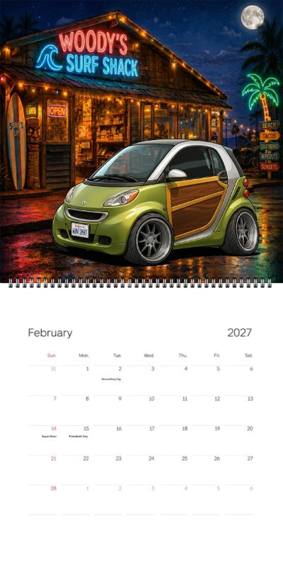 2027 Woodie Neon Calendar WDNSMRT-CA