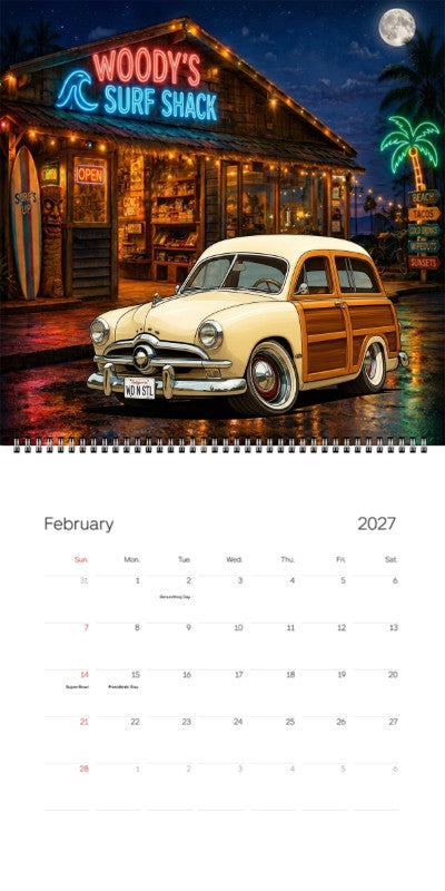 2027 Woodie Neon Calendar WDNSTL-CA