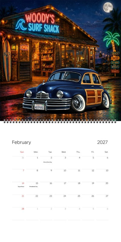 2027 Woodie Neon Calendar WODPKRD-CA
