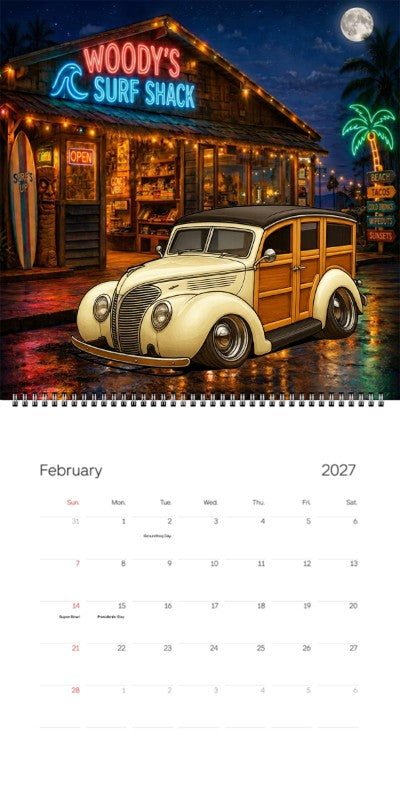 2027 Woodie Neon Calendar WOODROD-CA
