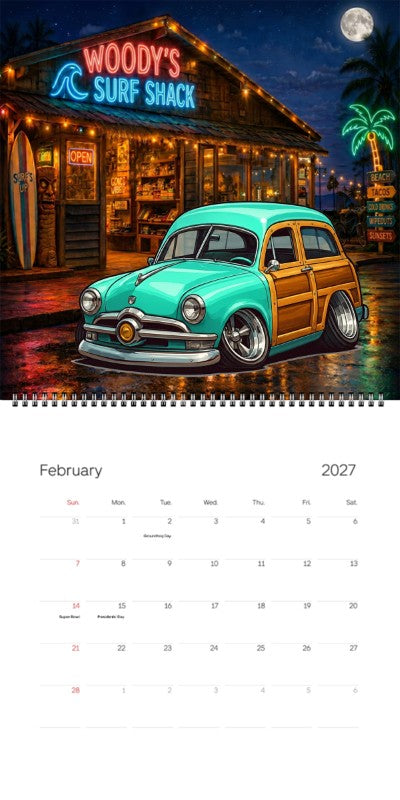2027 Woodie Neon Calendar WOODSUV-CA